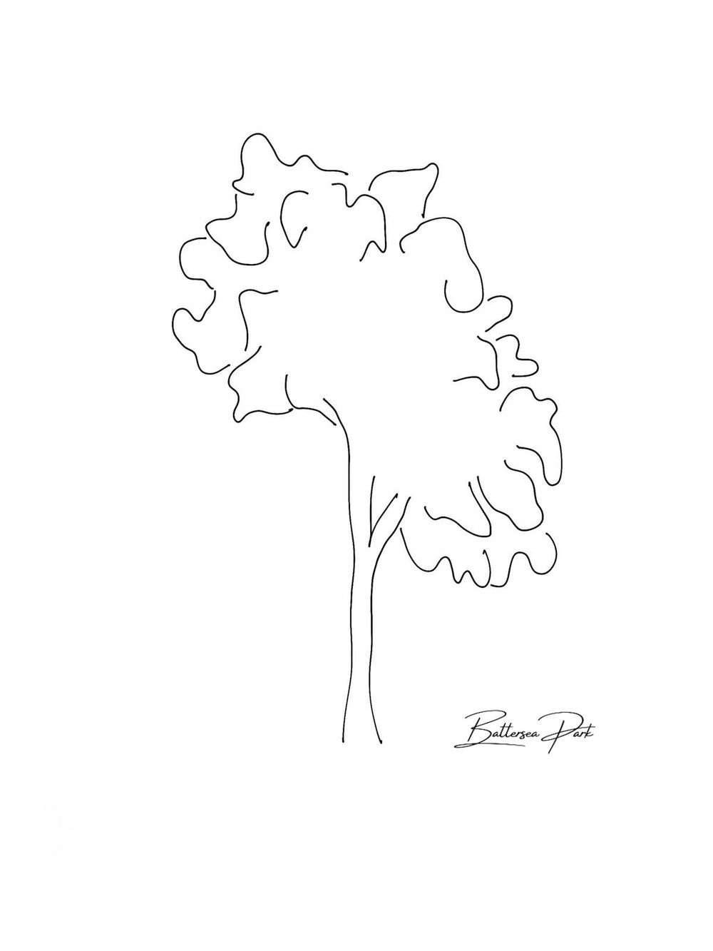 tree outline drawing, battersea park, root 01 design in progress